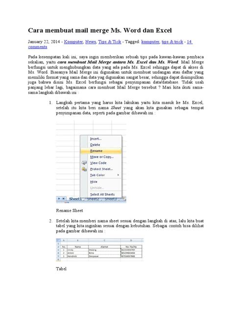 Image result for Contoh Mail Merge Excel