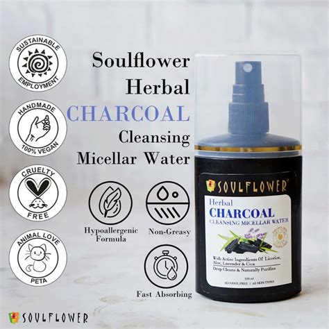 Buy SOULFLOWER CHARCOAL CLEANSING MICELLAR WATER MAKEUP REMOVER 120ML ...