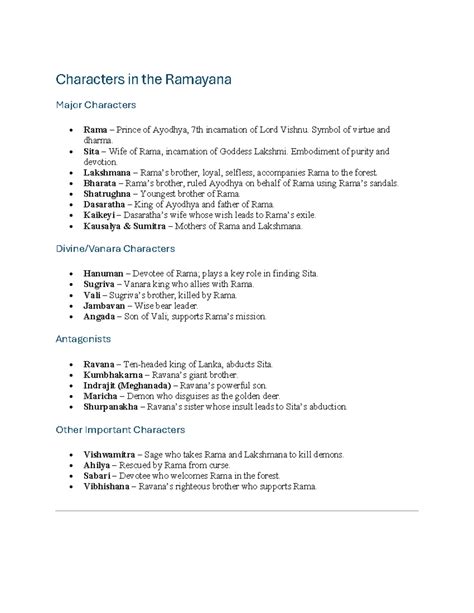 Ramayana - Module 1: Key Characters and Their Roles - Studocu