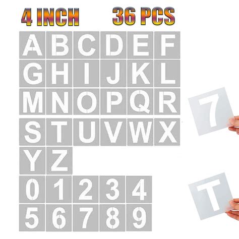 Buy 4 Inch Letter Stencils and Numbers, 36 Pcs Alphabet Art Craft ...