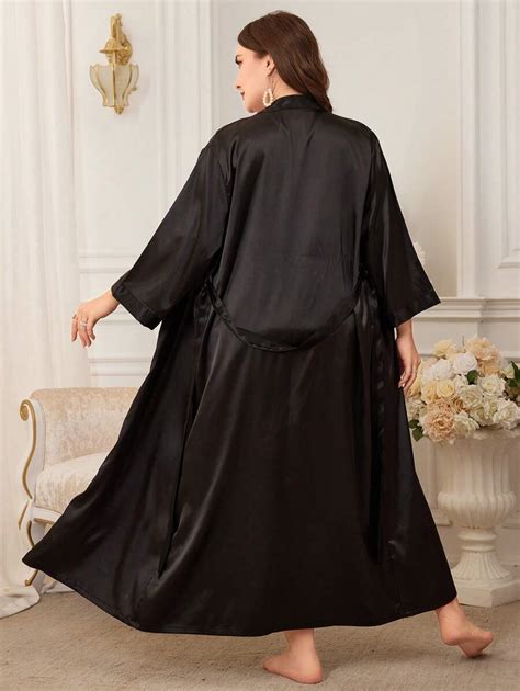 1pc Women Plus Size Loose Ice Silk Robe, Sexy & Fashionable Home ...