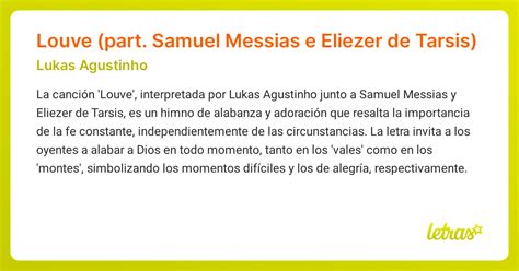 Significado de la canción Louve (part. Samuel Messias e Eliezer de ...