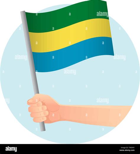 Gabon flag in hand. Patriotic background. National flag of Gabon vector ...