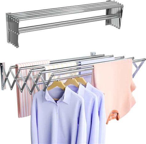 Wall Mounted Clothes Drying Rack, Foldable Wall Mount Laundry Drying ...