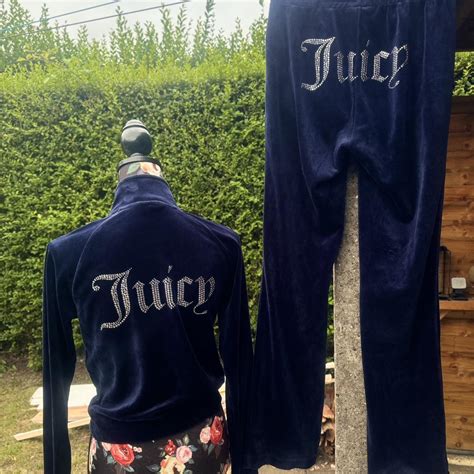 Juicy Couture navy blue velvet tracksuit - perfect... - Depop