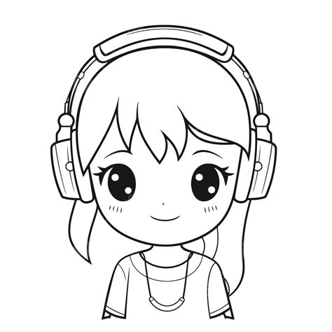 Female With Headphones Drawing
