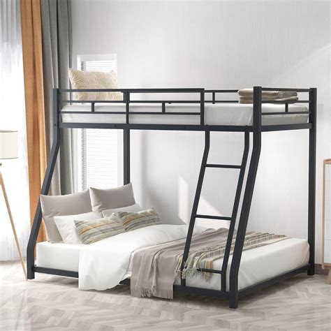CKLMMC Twin-Over-Full Low Bunk Bed, Easy Assembly Heavy Duty Metal Bunk ...