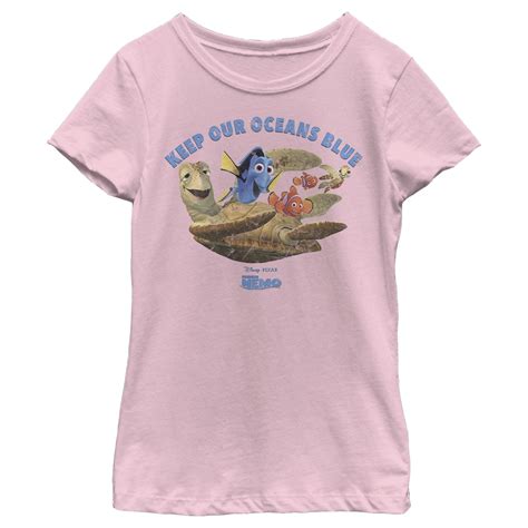 Girl's Finding Nemo Keep Our Oceans Blue Graphic Tee Light Pink X Large ...