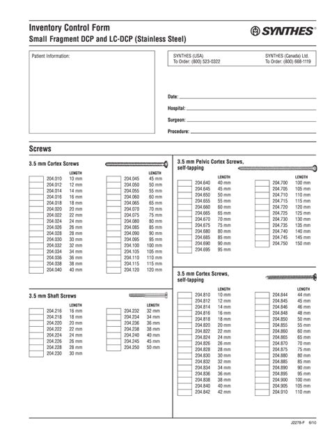 2010-2026 Form Synthes J2278-F - Blank Fillable Template | Fill Out ...