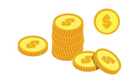 Yellow gold coin clipart vector design illustration. Simple golden ...