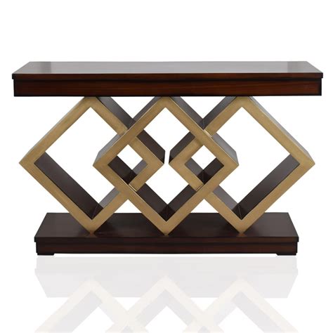 DZYN Furnitures Elite Teak Wood Console Table Aesthetic Brown Gold ...