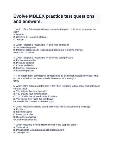 Evolve MBLEX practice test questions and answers. | Exams Medicine ...