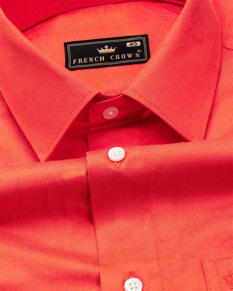 Radical Red Formal/Casual Plain-Solid Premium Cotton Shirt For Men ...