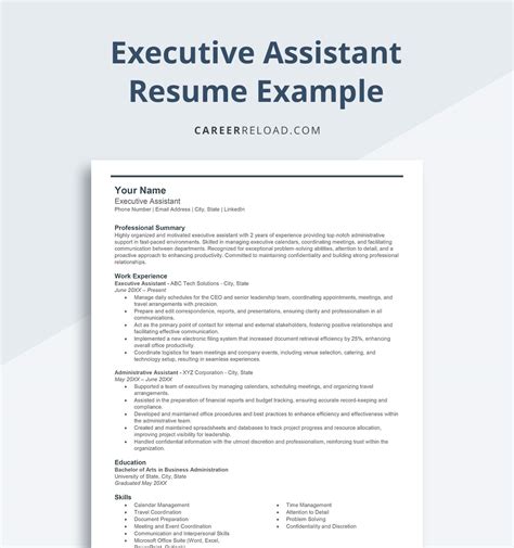 Executive Assistant Resume Examples And Writing Tips - Career Reload