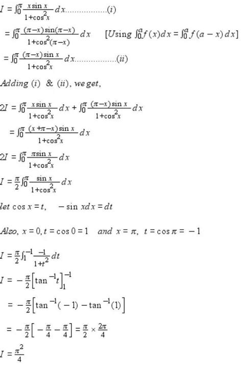 integrate xsin(x) / 1 + cos(x)^2 - Brainly.in