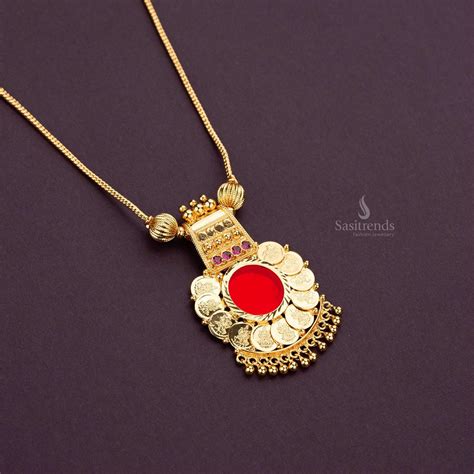 Micro Gold Plated Palakka Lakshmi Coin Necklace - Sasitrends