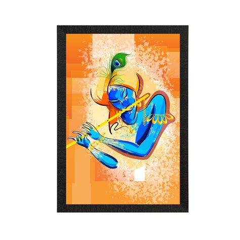 Lord Krishna Satin Matt Texture UV Art Painting - eCraftIndia Online