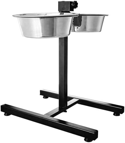 PETS EMPIRE Adjustable Pets Bowl Elevated Double Diner Dog Bowls (1600 ...