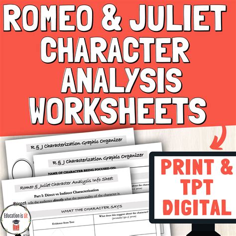 Romeo and Juliet: Characters Annotation Sheet - Part 1 - Worksheets Library