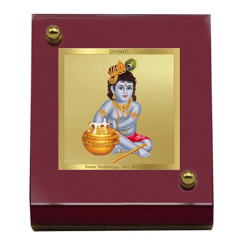 Diviniti 24K Gold Plated Bal Gopal Frame For Car Dashboard, Home Decor ...