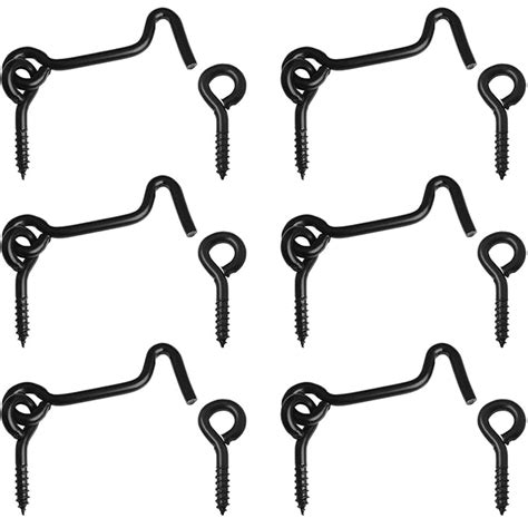 LUORNG 6PCS Window Hooks with Installation Screws 2 inches Carbon Steel ...