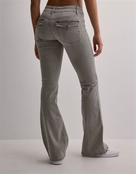 Köp Nelly Low Waist Bootcut Jeans - Light Grey | Nelly.com