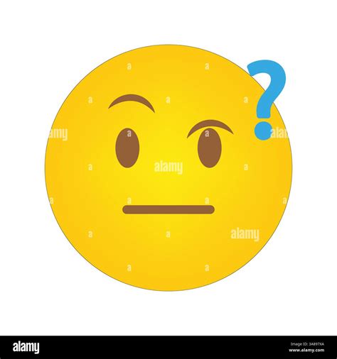 Emoji icon. Yellow face symbol. Question mark detail. Curious expression graphic Stock Vector ...