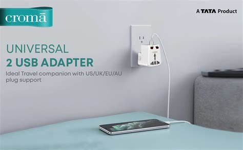 Croma Universal Travel Adapter with Dual USB, 2.1 Amps, International ...