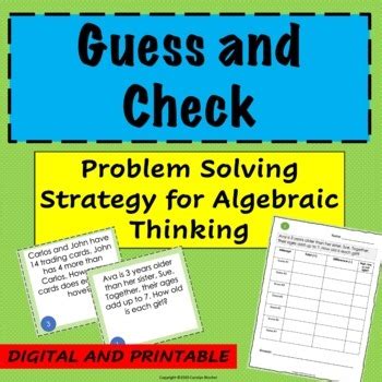 Image result for Guess and Check Problem Solving Strategy