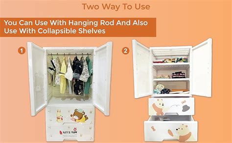 POLKA TOTS Kids Collapsible Plastic Almirah Wardrobe Storage Organizer ...