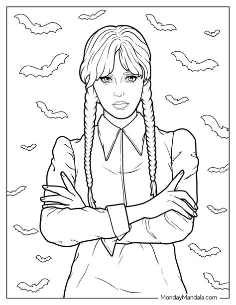 20 Wednesday Coloring Pages (Free PDF Printables)