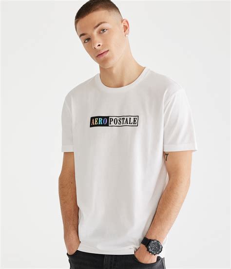 Aeropostale Rainbow Box Logo Appliqué Graphic Tee