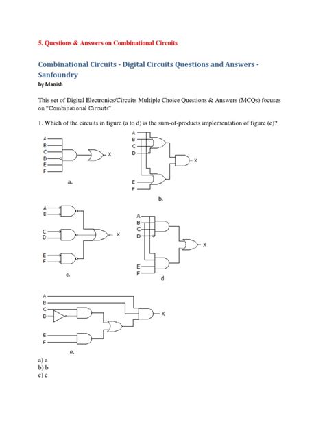 Electronics Combinational Circuits Practice Problems 的图像结果