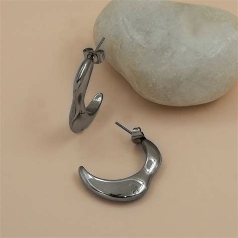 Artklim Silver Plated Crescent Moon Shaped Earrings