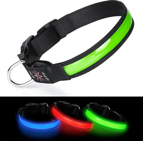 Benxdara Light Up Dog Collar USB Rechargeable, Adjustable LED Dog ...