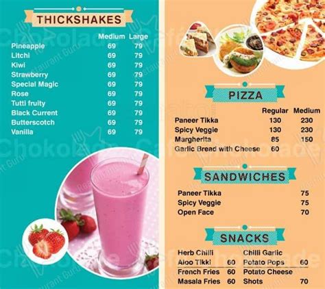 Menu at Cafe Chokolade, Pune, Mariplex Mall