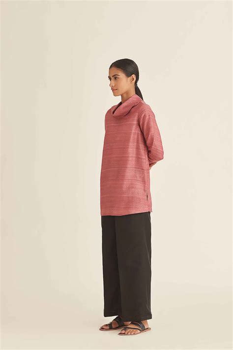 Shop Raw Silk Cowl Neck Top | latest tops by Ancestry