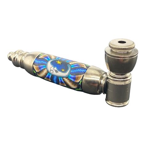 Large Chamber Silver Chrome With Moon Blast Metal Hand Pipe