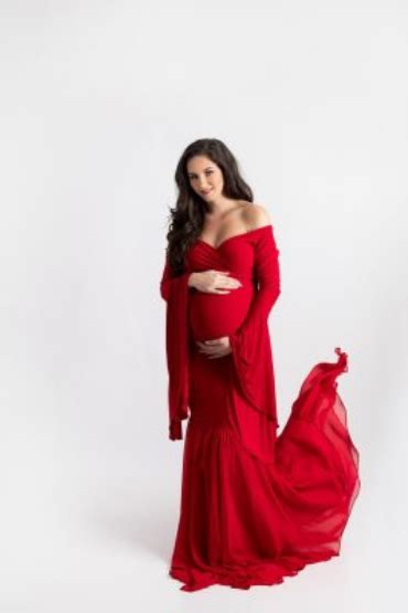 Red Off-Shoulder Bell Sleeves Maternity Gown – ShObO