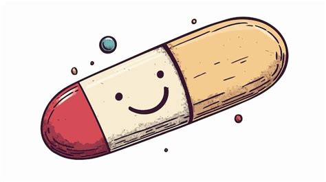 Illustration de dessin animé de la pilule souriante avec un style de ...