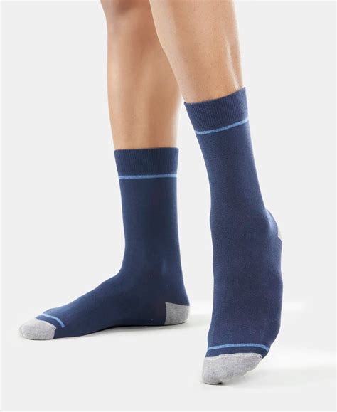 Buy Compact Cotton Crew Length Socks with StayFresh Treatment - Navy ...