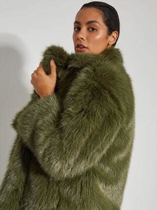 Monsoon Felixa Faux Fur Coat, Green