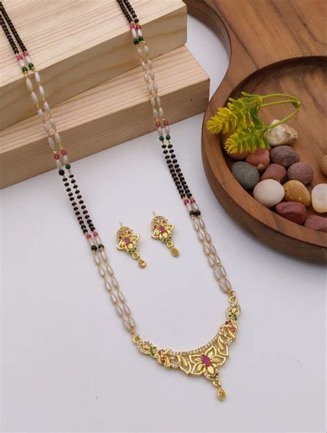 Buy SHREEPRADA Gold-Plated Designer Mangalsutra Set for Women – Black ...