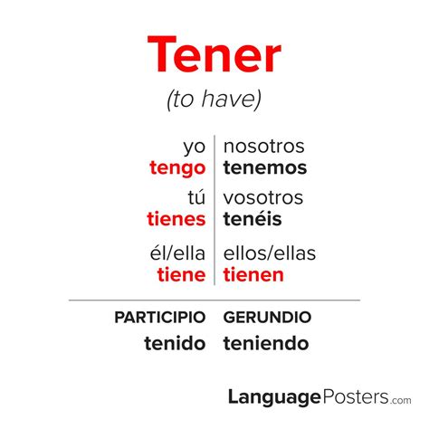 Tener Verb Chart