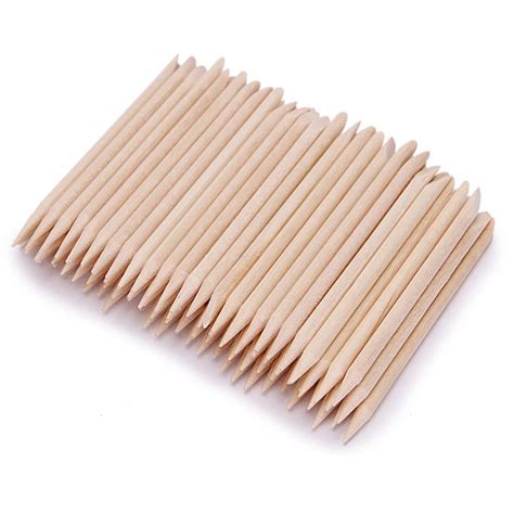 Floranea 100 Pcs Nail Sticks Orange Wood Double Sided Natural Manicure ...