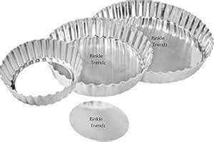 RINKLE TRENDZ Aluminium Round Pie Dish Set of 3 Quiche Pan Combo Set ...