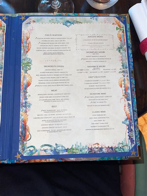 Menu at Sexy Fish Miami pub & bar, Miami