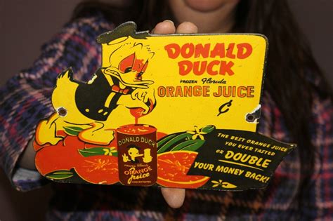 Donald Duck Orange Juice Soda Pop Crush Porcelain Metal Gas Oil Sign ...