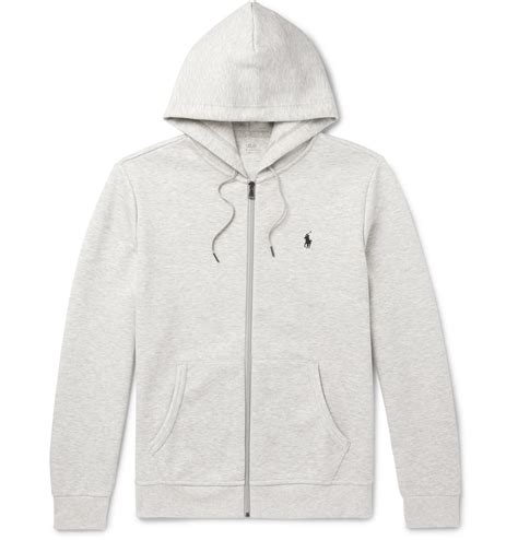 Polo Ralph Lauren Synthetic Mélange Jersey Zip-up Hoodie in Light Gray ...