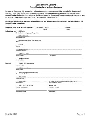 Fillable Online facilities ofa ncsu Tucker Prequal Questionnaire Fax ...